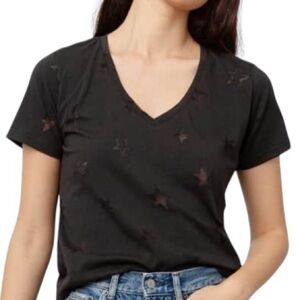 RAILS CARA BLACK STAR BURNOUT SHORT SLEEVE V-NECK T-SHIRT WOMENS SZ MEDIUM